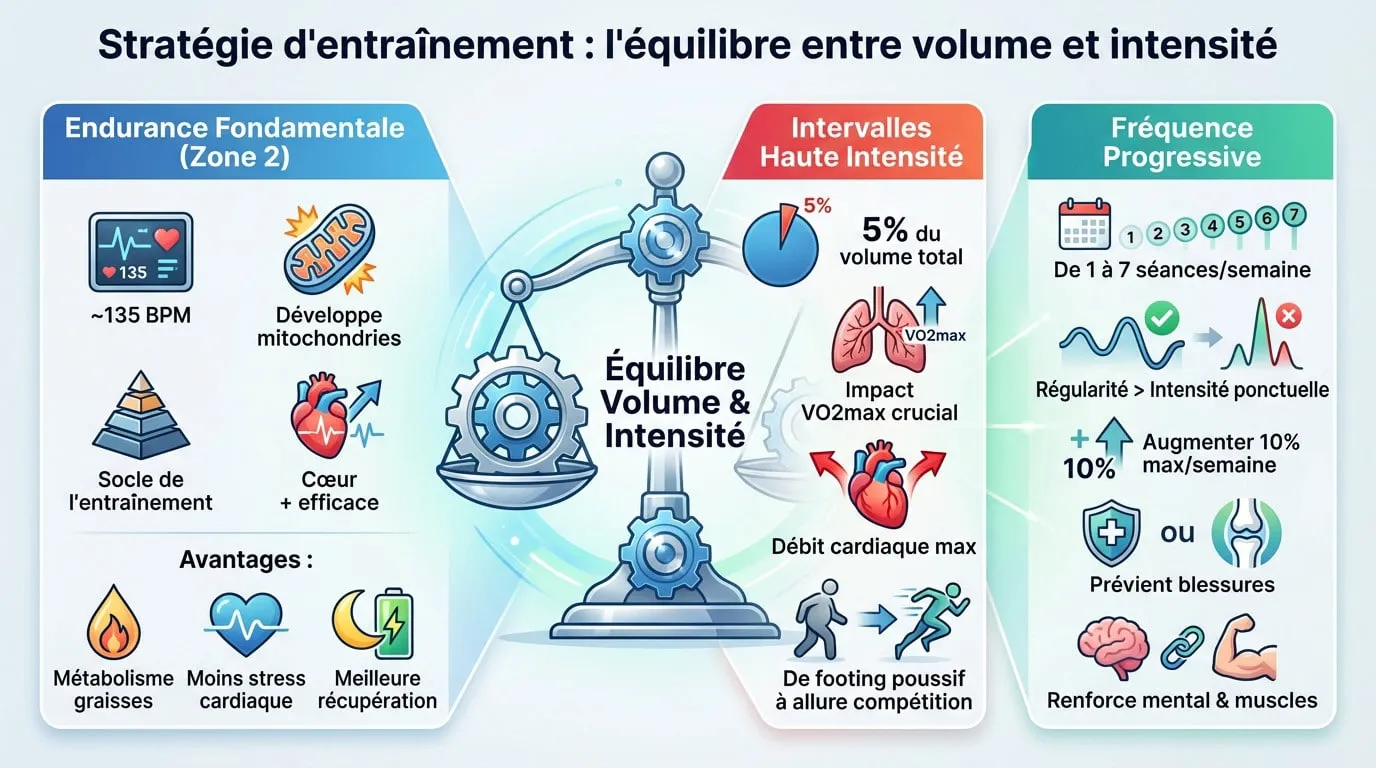 Coureur de 38 ans optimisant sa VO2max grâce à un équilibre entre volume et intensité