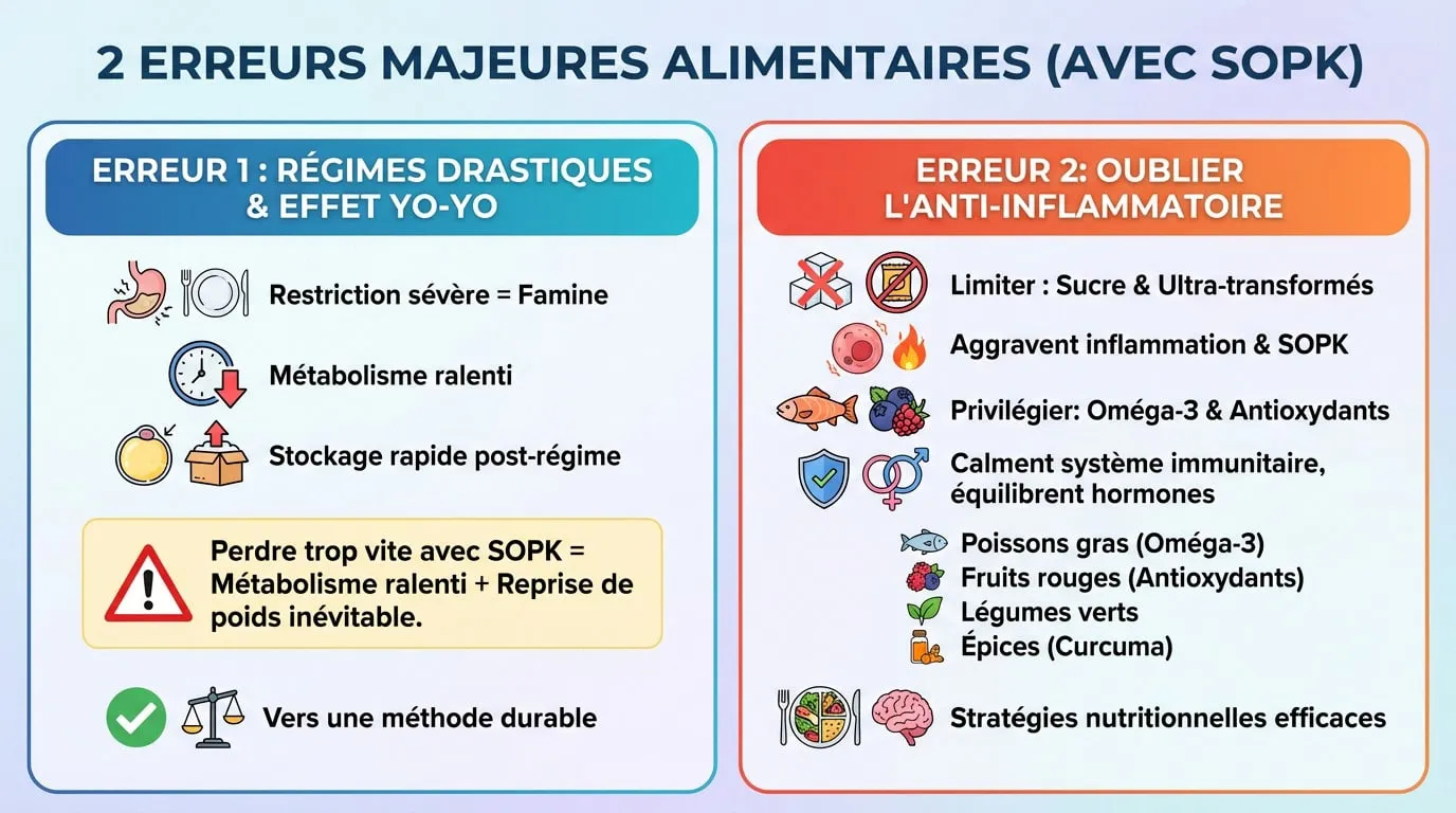 Illustration des erreurs alimentaires fréquentes liées au SOPK