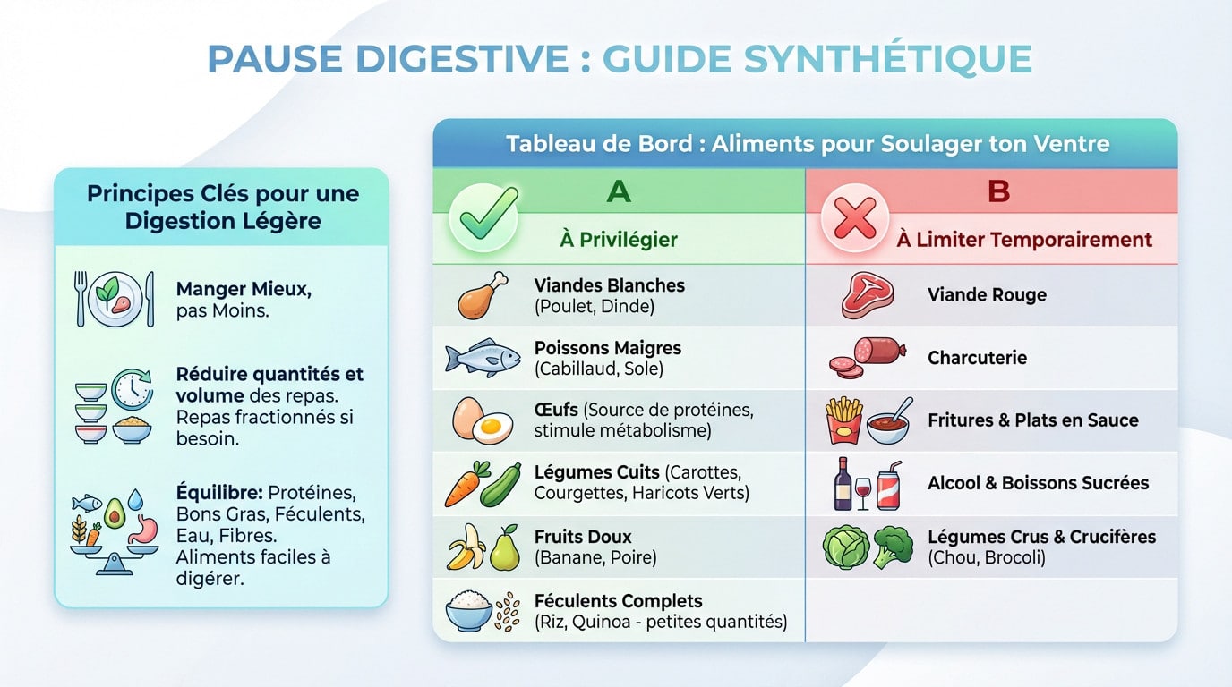 Guide visuel pour mettre le système digestif au repos et choisir les bons aliments