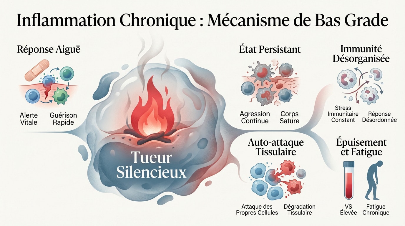Mécanisme biologique de l'inflammation chronique de bas grade et impact sur le système immunitaire